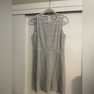 Jcrew dress nautical, navy and white. Size 8. Gold zipper down back